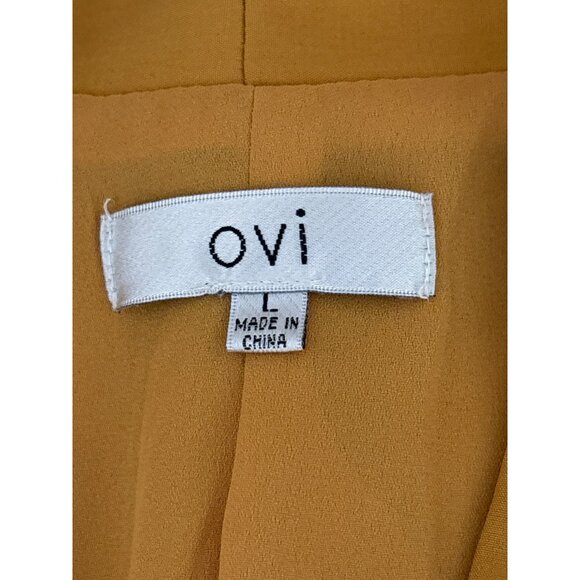 OVI Mustard Yellow Open Front Blazer Size Large Modern Minimal Tailored Workwear - Picture 9 of 11